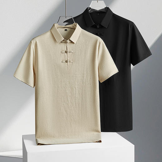 【国潮】【DDP】大依优型大码短袖POLO衫中国风翻领商务休闲透气半袖夏季上衣 商品图0