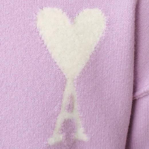 AMI 男士心形徽标嵌花羊毛针织衫 紫色 UKS090 KN0090 505 商品图3