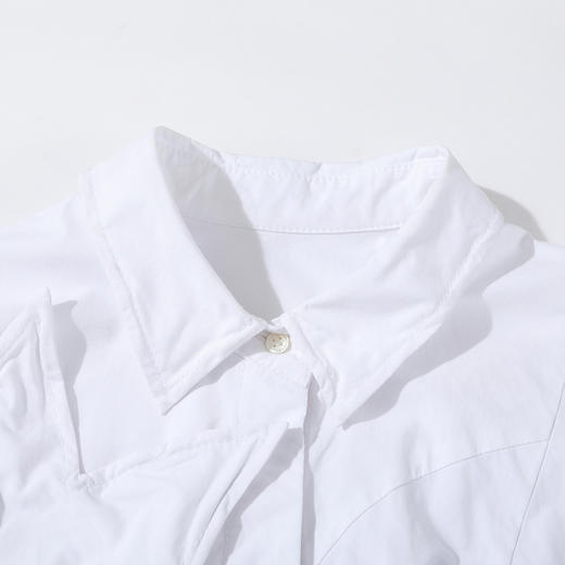 谜底衬衫短袖女2025夏新品通勤立体褶皱草莓大廓形衬衣252MC0676 商品图3