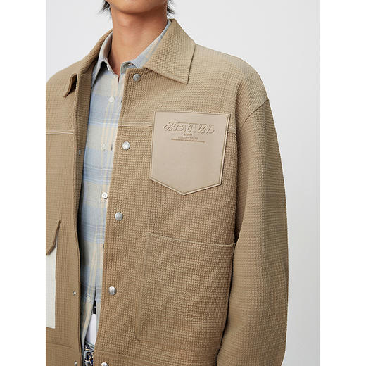 GXG男装 肌理明线撞色时尚简约通勤翻领夹克外套 25年春热卖 商品图2