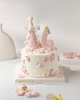 草莓礼帽公主蛋糕（数字可改）