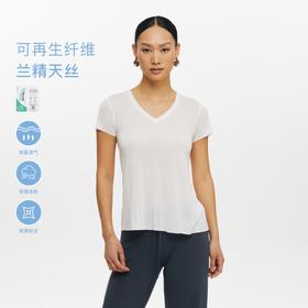 oneup兰精天丝V领短袖散口T恤