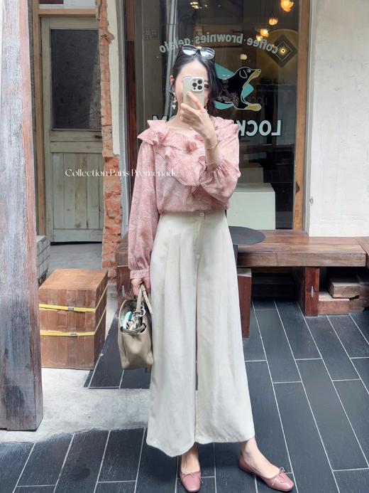 巴黎漫步 | 简约舒适代表作 天丝亚麻九分裤 米杏色 商品图1