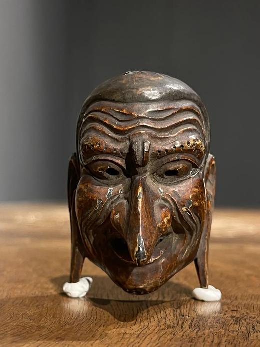 木雕髹漆戏偶罗汉头像，顺丰包邮 商品图0