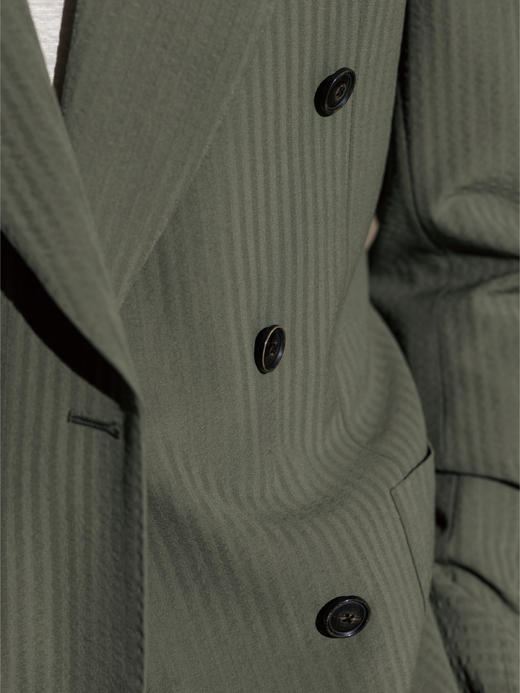 Stylbiella 澳洲美丽诺羊毛橄榄绿泡泡纱全麻衬西装套装 商品图1