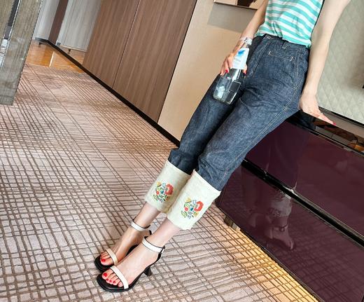 westory女鞋夏季尖头高跟细跟胎牛皮一字带凉鞋61531 商品图8