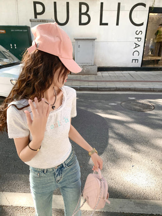 【99元任选2件】新品现货秒杀！卖完下架不再补 ！微信粉丝打折价！！ 字母蕾丝边短袖T 商品图8