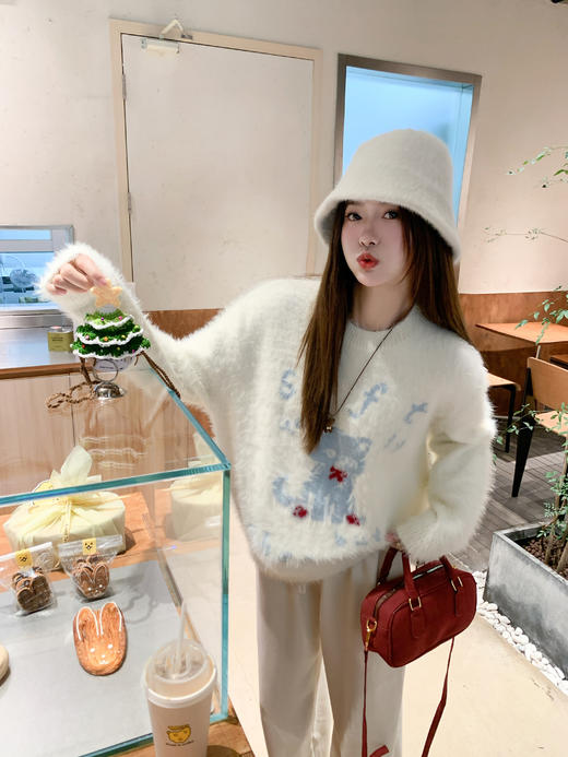 <曾小咸推荐>现货秒杀 ！微信超特价！猫咪图案圆领毛衣 日常199.99/件 立减110 秒杀89.99/件！！ 商品图11