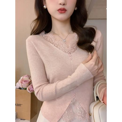 🌈高品质!!超绝纯欲风【伊泺杉蕾丝拼接针织衫】修身版型不紧绷巨显瘦的别致内搭‼️👏上身秒变纸片人‼️ ✔领口花型蕾丝睫毛边点缀真的很精致~ 商品图5