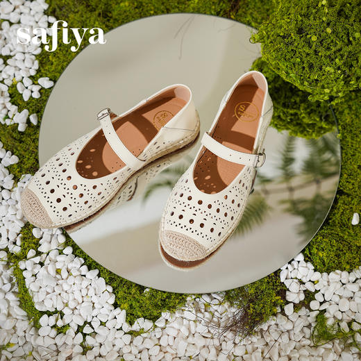 预售10天|Safiya/索菲娅2025镂空草编一字带百搭玛丽珍渔夫鞋 SFD1112237 商品图6