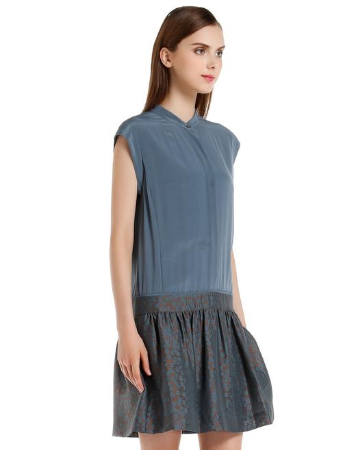 EQ:IQ 灰色拼接时尚盖肩袖连衣裙 商品图2