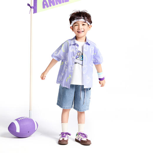 男童全腰牛仔中裤夏季新款安奈儿童装实体店同款XB526624 商品图3