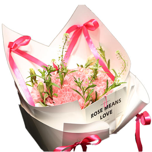 520花束【萌动女神】新鲜鲜花康乃馨粉色7朵混搭鲜花花束（可备注送货时间） 商品图3