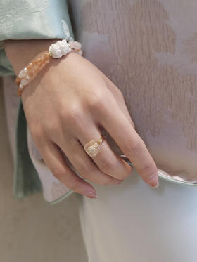 MELI&MOLI |芙蓉石四方瓶均码可调925银镶石香薰戒指—五行之火