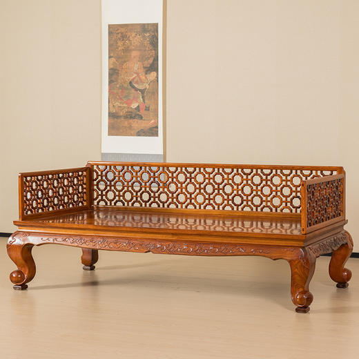 红木攒接十字海棠三围屏罗汉床 商品图4