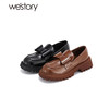 westory秋冬蝴蝶结乐福鞋厚底一脚蹬单鞋圆头减龄真皮女鞋W22AM54141 商品缩略图0