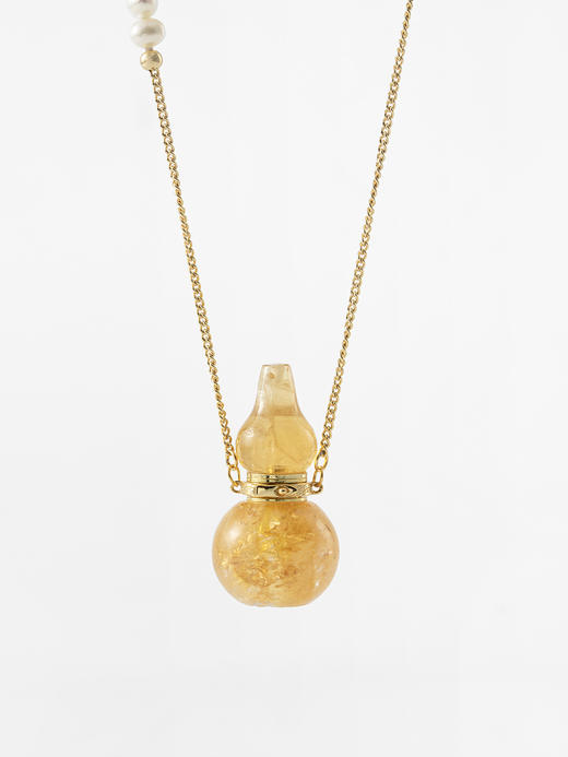MELI&MOLI |黄水晶葫芦形吊坠半边长珍珠串环扣套链—五行之土 商品图1