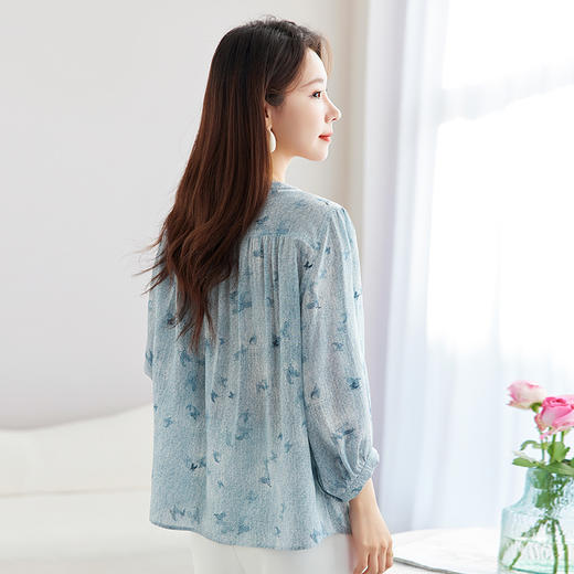 QS-12599716【真丝弹力重绉】100%桑蚕丝宽松女式衬衫减龄真丝小衫女12599716 商品图3