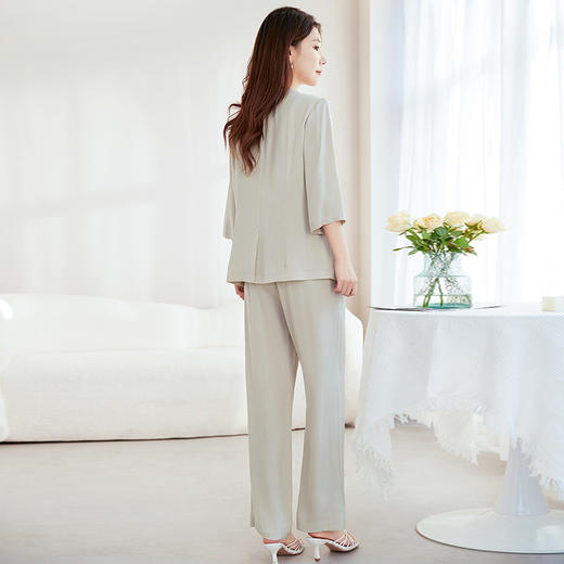 QS-62599552【真丝弹力绉】2025春夏套装女气质休闲套装62599552/42599650 商品图3