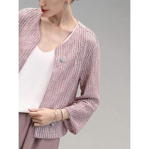 COCOBELLA设计师重工对丝亮片盘带绣花外套通勤开衫MZ3182-2 商品图1