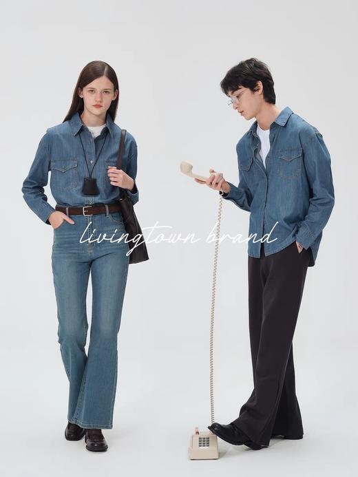 LIVINGTOWN/LT复古口袋水洗牛仔衬衫 商品图1