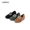 westory22年秋冬新款纯色钻扣平底绒里保暖玛丽珍毛毛鞋女W22CM72801 商品缩略图0