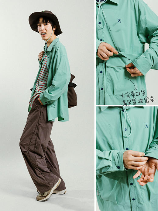 【十一破价福利】 ACMEITEM爱棵米 户外情侣防泼水工装衬衫防晒宽松长袖衬衣男女GAG3030975A 商品图3