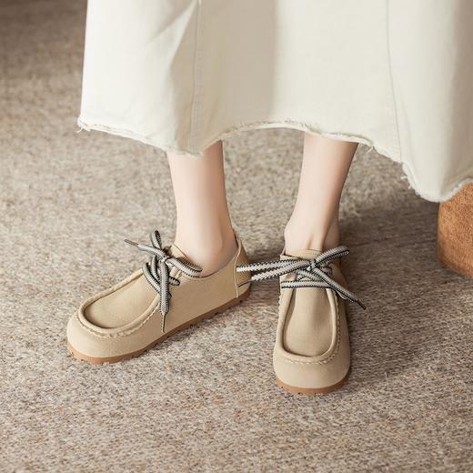 手工女鞋平底系带豆豆鞋软底2025新款春季超软休闲勃肯鞋1CM 商品图0