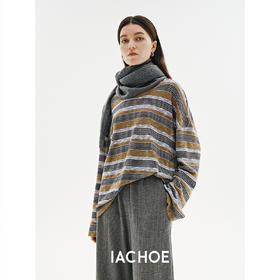 棉仓3621501013-IACHOE琥珀圆领套头条纹毛衣