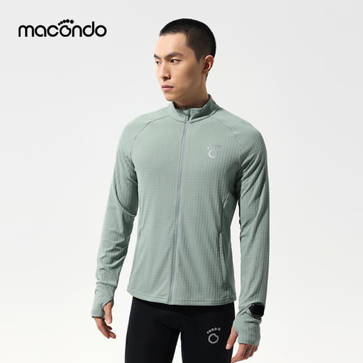 马孔多 Hope 麦田格 男子针织拉链开衫 速干 手表孔 跑步运动 休闲立领外套 商品图1