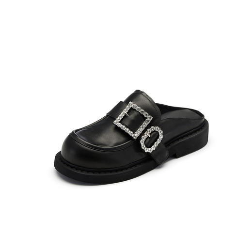 westory真皮厚底2023夏季新款高级感圆头穆勒拖56231 商品图2