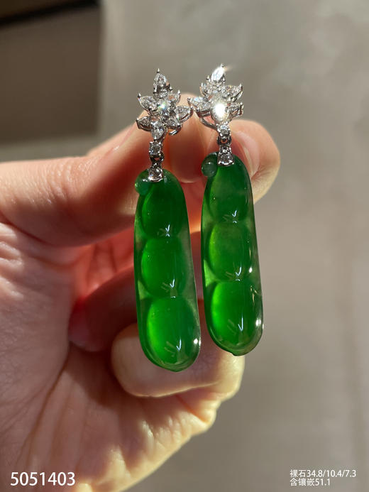 老坑玻璃种艳绿福豆耳坠【5051403】具体价格微信咨询 商品图2
