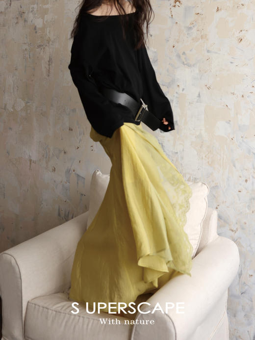 素舶 新疆棉7A抗菌柔软透气不变形一字领斜肩长袖T恤SUPERSCAPE 商品图2