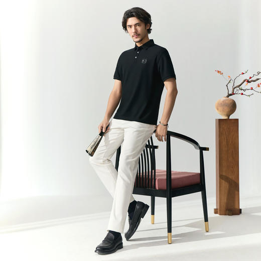 【十二生肖剪纸虎】柒牌短袖Polo衫男夏季凉感老虎图案休闲T恤衫128T72380 商品图5