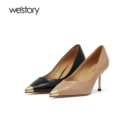 westory春秋韩系尖头细高跟鞋百搭浅口单鞋女W23CE73251 商品图0