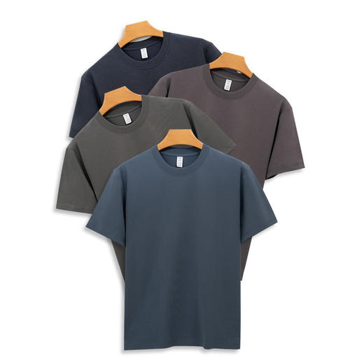 岸纾 索罗娜新疆长绒棉圆领短袖T恤260克（8色可选）T1255 商品图3