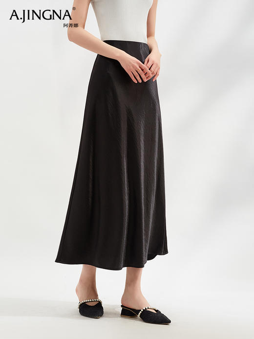 【淘衣节专享】阿菁娜醋酸缎面极简鱼尾神裙F30C213011 商品图1