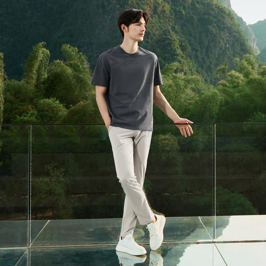 【国风图案】柒牌短袖T恤男士夏季新品水墨印花国潮圆领休闲上衣128T70410 商品图3