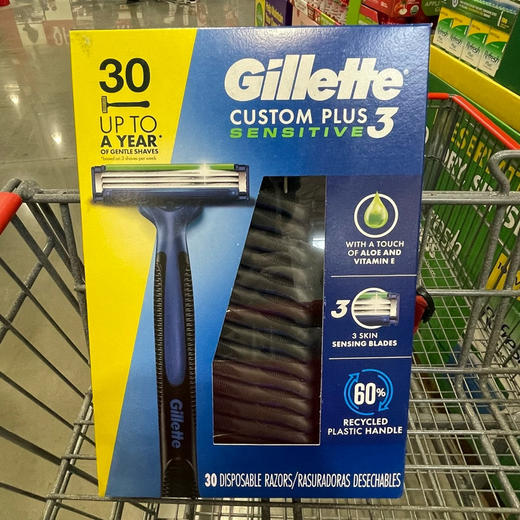 🇺🇸 美国直邮299元/30支装🉐👨Gillette吉列三层刀头可抛型男士手动剃须刀 30支装！ 商品图1