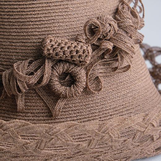 Kreuzzz  棕色mio藤蔓浆果饰带马尼拉麻宽檐帽 商品图5