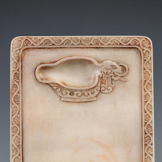 清 瑞芝草堂铭诗文白端砚（红木砚盒） 商品图2