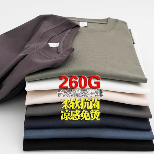 岸纾 索罗娜新疆长绒棉圆领短袖T恤260克（8色可选）T1255 商品图1