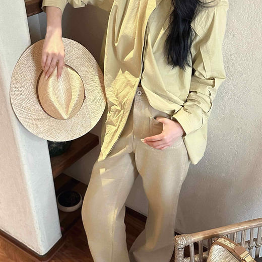 顺丰包邮洛诗琳14341春季新款设计感褶皱气质小立领宽松衬衫95708 商品图3