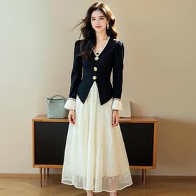 【20-22号福利价】奢姿大码女装2025春季气质V领连衣裙胖妹妹假两件拼接时尚裙子9951893677