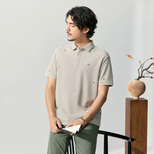【十二生肖剪纸马】柒牌7A抗菌短袖Polo衫男夏季凉感休闲翻领T恤128T71990 商品图2