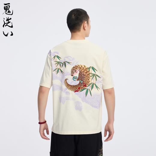 ONIARAI/鬼洗25春夏新品泥棒蓝如意鲮鲤绣花短袖T恤男式 25NOB31 商品图1
