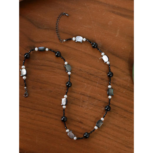 牧衣游 鲍鱼贝黑尖晶淡水珍珠项链复古文艺 宿岫【不支持会员折】 商品图1