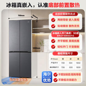 海尔（Haier）小红花套系418升594mm专业超薄零嵌十字T型家用电冰箱一级能效BCD-418WGHTDB9S9U1/BCD-418WGHTDB9WVU1