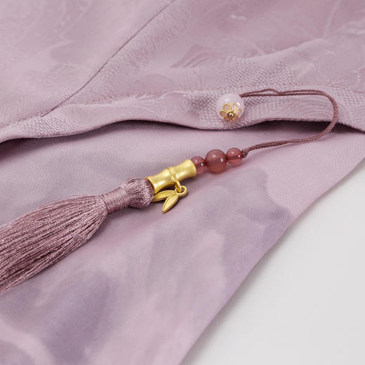 QF816斯尔丽2025新款改良旗袍夏季拼接薄透朦胧水墨画精致流苏连衣裙 商品图4