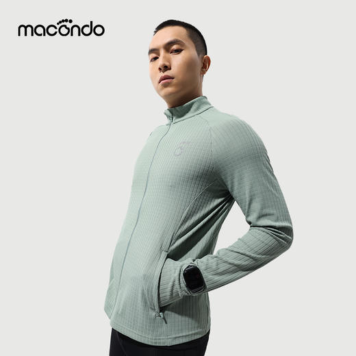 马孔多 Hope 麦田格 男子针织拉链开衫 速干 手表孔 跑步运动 休闲立领外套 商品图3